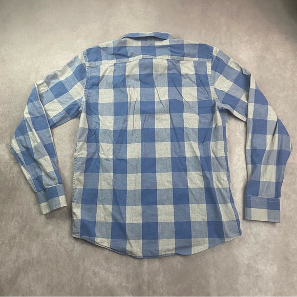 UNTUCKit Slim Fit Gingham Plaid Blue Long Sleeve Button Up Shirt Size Large - Picture 7 of 11